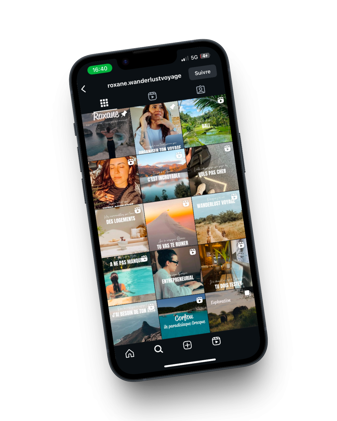 Création de contenu et gestion des réseaux sociaux Instagram et TikTok pour l'organisatrice de voyage Wanderlust Voyage