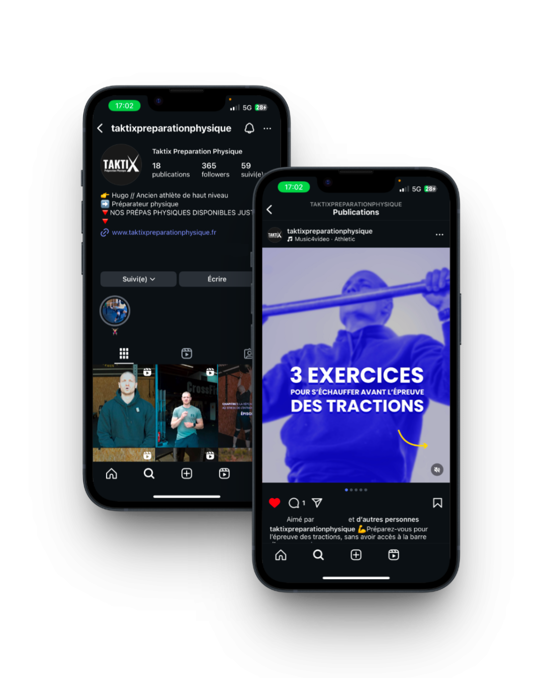 Création de contenu pour Instagram et TikTok pour le coach sportif TakTix Performance