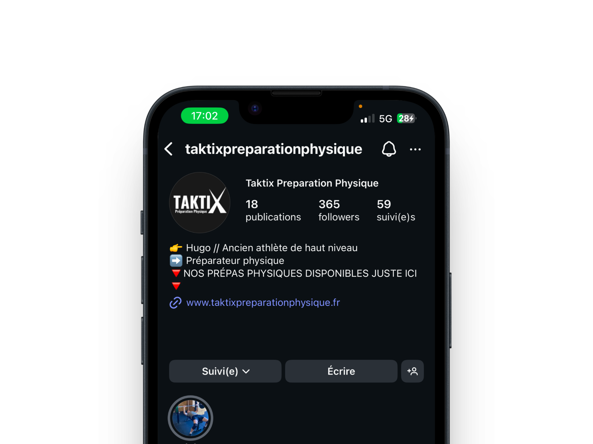 Création de contenu Instagram et TikTok pour le coach TakTix Performance